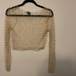 Windsor Sheer Beaded Top in Gold